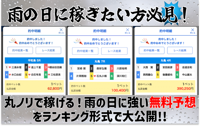 雨の日に強い無料予想をランキング形式でご紹介